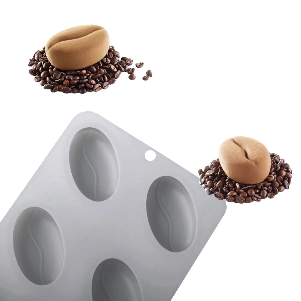 6 Cavity Coffee Bean Silicone Cake Molds