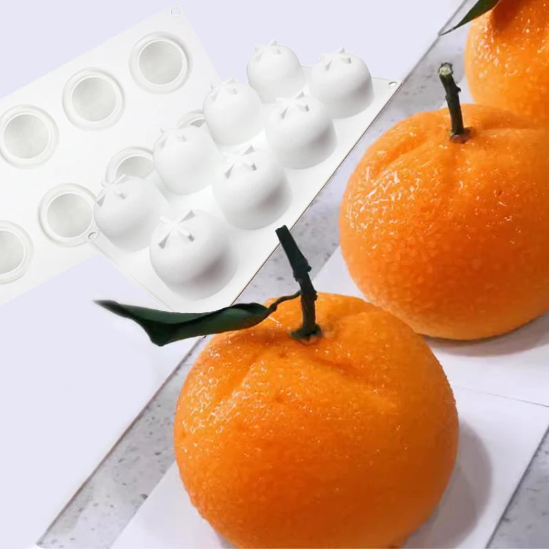 8 Cavity Mandarin Orange Shaped Silicone Cake Molds