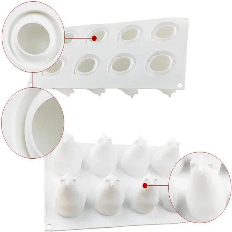 8 Cavity Pear Shaped Silicone Cake Molds