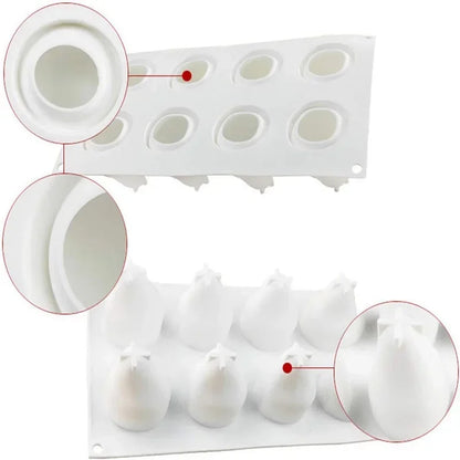 8 Cavity Pear Shaped Silicone Cake Molds