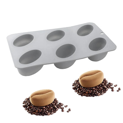 6 Cavity Coffee Bean Silicone Cake Molds
