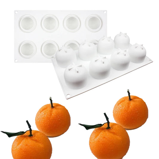 8 Cavity Mandarin Orange Shaped Silicone Cake Molds