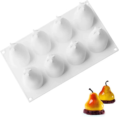 8 Cavity Pear Shaped Silicone Cake Molds